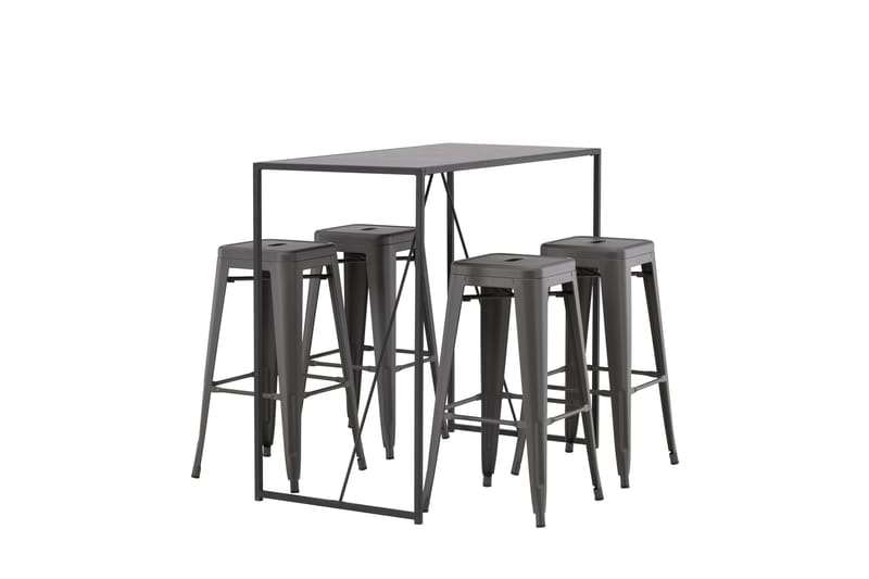 Brea Spisegruppe 120 cm Rektangulær med 4 Adesto Stoler - Sort - Møbler - Bord - Spisegrupper
