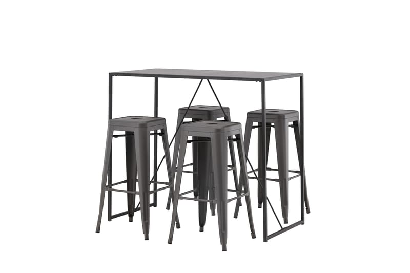 Brea Spisegruppe 120 cm Rektangulær med 4 Adesto Stoler - Sort - Møbler - Bord - Spisegrupper