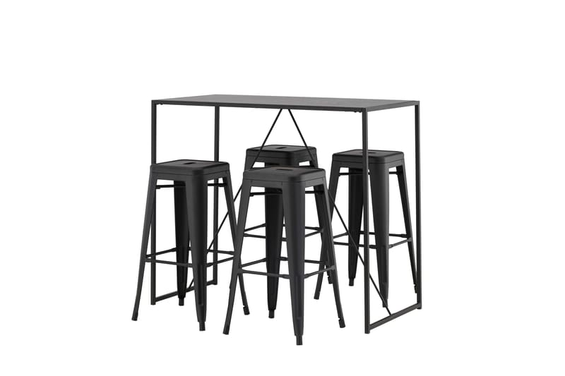 Brea Spisegruppe 120 cm Rektangulær med 4 Adesto Stoler - Sort - Møbler - Bord - Spisegrupper