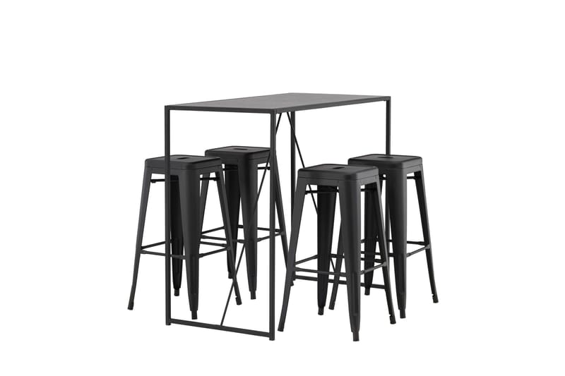 Brea Spisegruppe 120 cm Rektangulær med 4 Adesto Stoler - Sort - Møbler - Bord - Spisegrupper