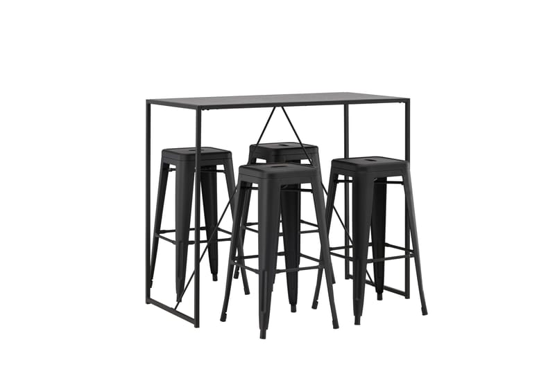 Brea Spisegruppe 120 cm Rektangulær med 4 Adesto Stoler - Sort - Møbler - Bord - Spisegrupper
