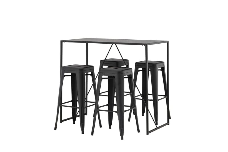 Brea Spisegruppe 120 cm Rektangulær med 4 Adesto Stoler - Sort - Møbler - Bord - Spisegrupper
