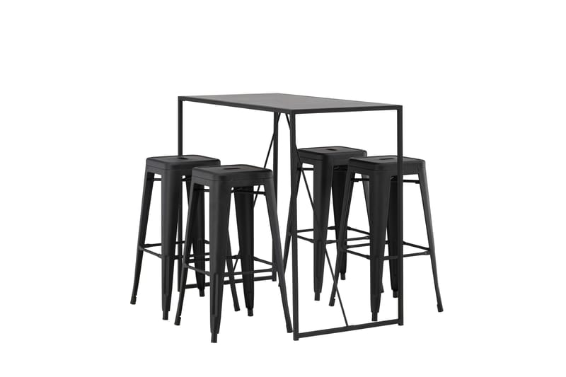 Brea Spisegruppe 120 cm Rektangulær med 4 Adesto Stoler - Sort - Møbler - Bord - Spisegrupper
