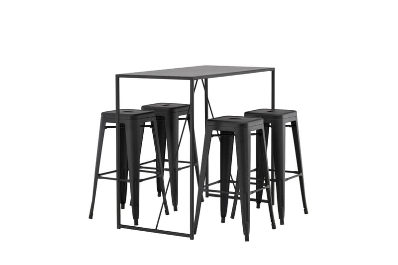 Brea Spisegruppe 120 cm Rektangulær med 4 Adesto Stoler - Sort - Møbler - Bord - Spisegrupper