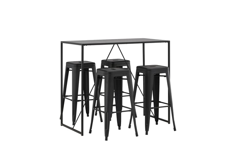 Brea Spisegruppe 120 cm Rektangulær med 4 Adesto Stoler - Sort - Møbler - Bord - Spisegrupper