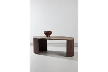 Bristol 120 cm Ovalt Sofabord i Marmor med Riflede Treben - Mellombrun - Møbler - Bord - Sofabord