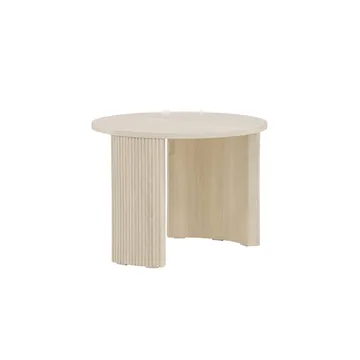 Bristol 60 cm Rundt Sofabord i Tre med Riflede Ben - Beige - Møbler - Bord - Sofabord