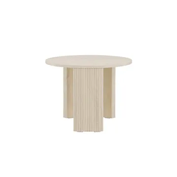 Bristol 60 cm Rundt Sofabord i Tre med Riflede Ben - Beige - Møbler - Bord - Sofabord