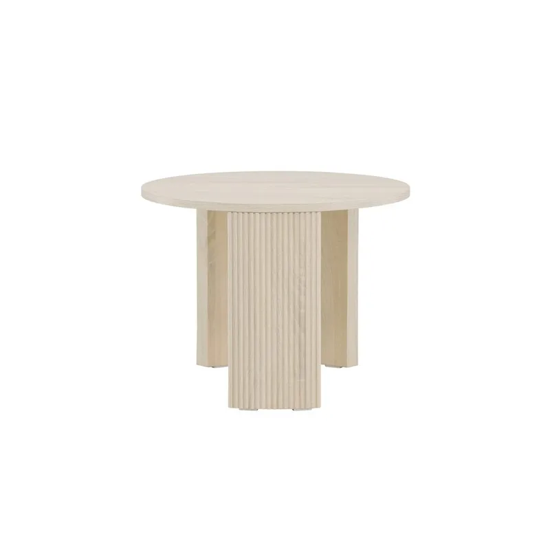 Bristol 60 cm Rundt Sofabord i Tre med Riflede Ben - Beige - Møbler - Bord - Sofabord