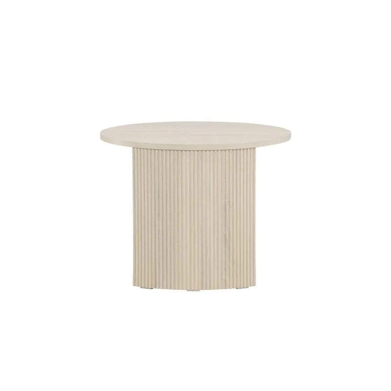 Bristol 60 cm Rundt Sofabord i Tre med Riflede Ben - Beige - Møbler - Bord - Sofabord