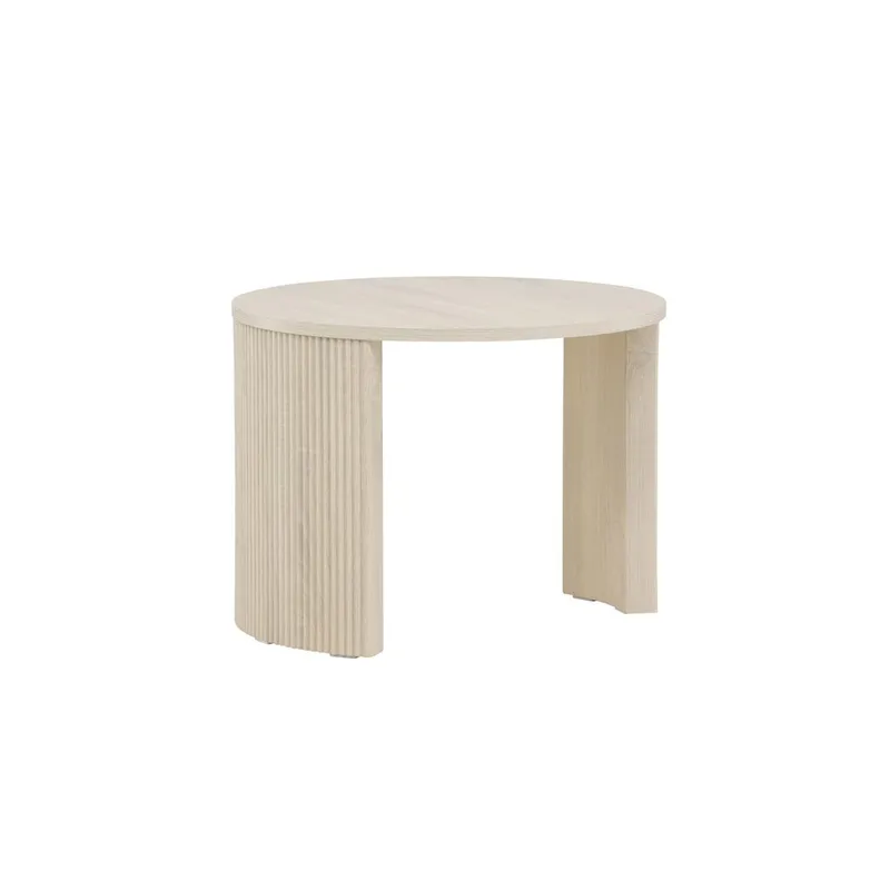 Bristol 60 cm Rundt Sofabord i Tre med Riflede Ben - Beige - Møbler - Bord - Sofabord