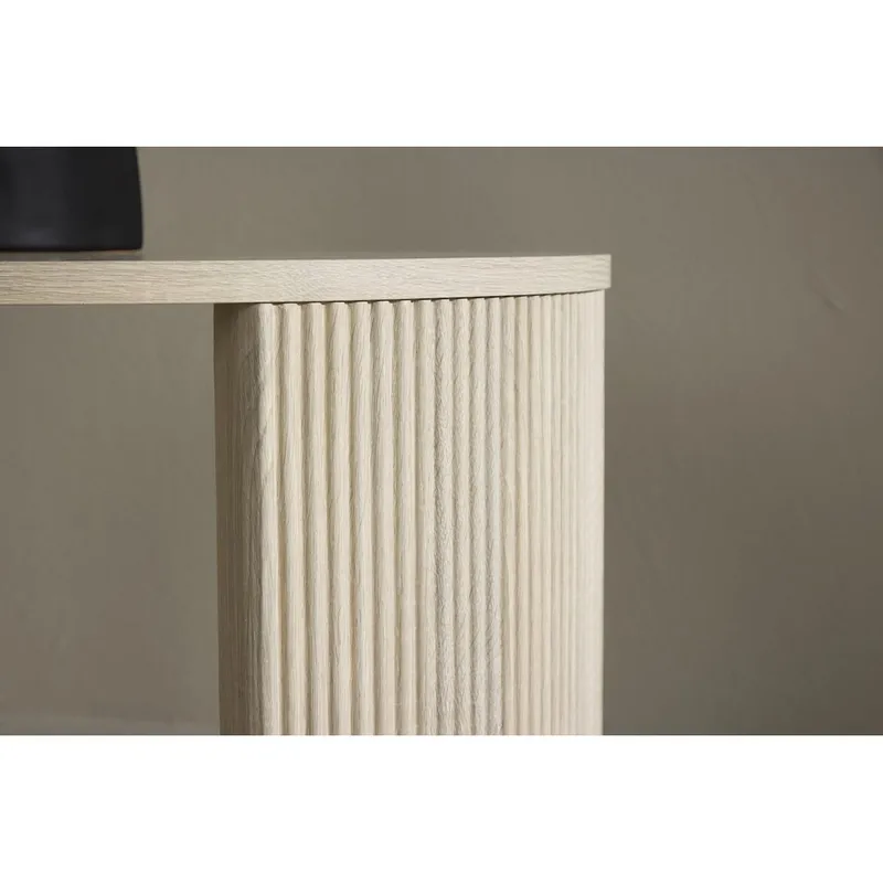 Bristol 60 cm Rundt Sofabord i Tre med Riflede Ben - Beige - Møbler - Bord - Sofabord