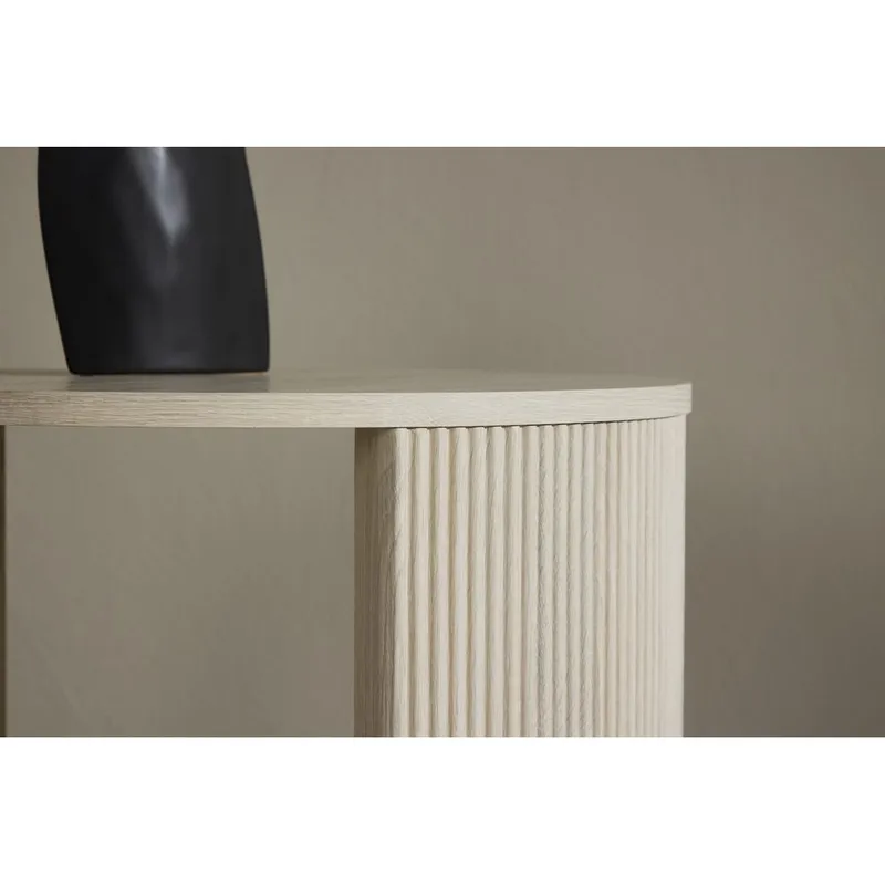 Bristol 60 cm Rundt Sofabord i Tre med Riflede Ben - Beige - Møbler - Bord - Sofabord