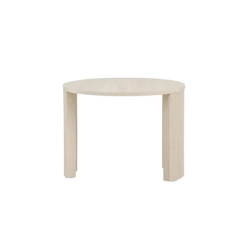 Bristol 60 cm Rundt Sofabord i Tre med Riflede Ben - Beige - Møbler - Bord - Sofabord
