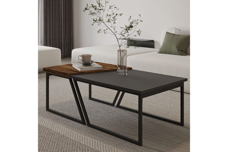 Bulskoll Stuebord 120 cm - Antrasitt/Valnøtt - Møbler - Bord - Sofabord