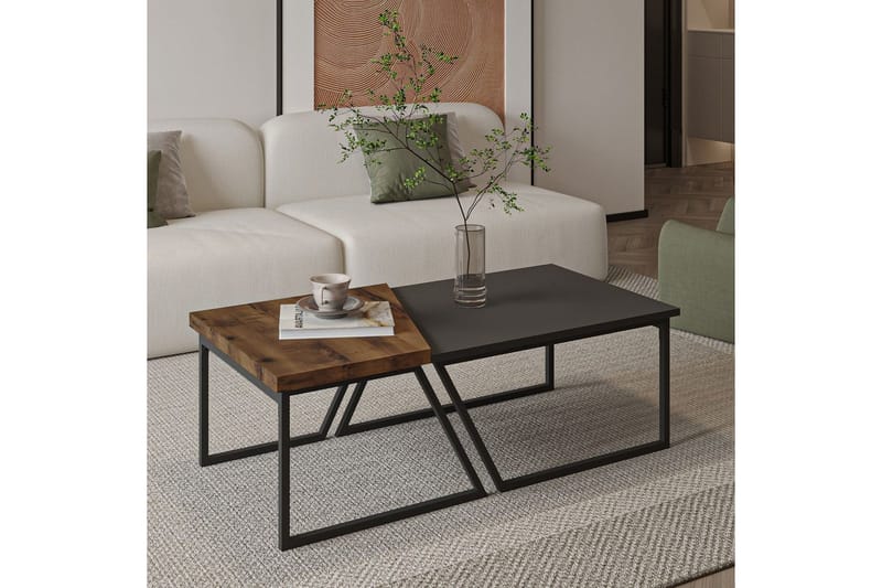 Bulskoll Stuebord 120 cm - Antrasitt/Valnøtt - Møbler - Bord - Sofabord