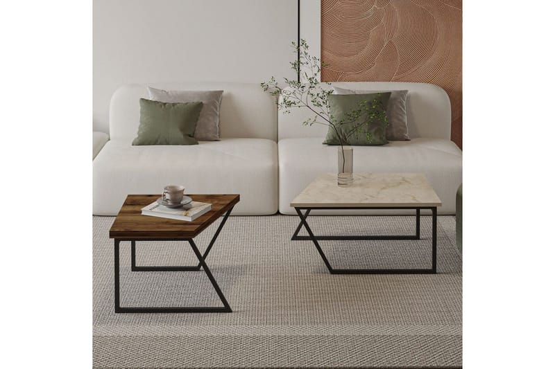 Bulskoll Stuebord 120 cm - Travertin/Valnøtt - Møbler - Bord - Sofabord