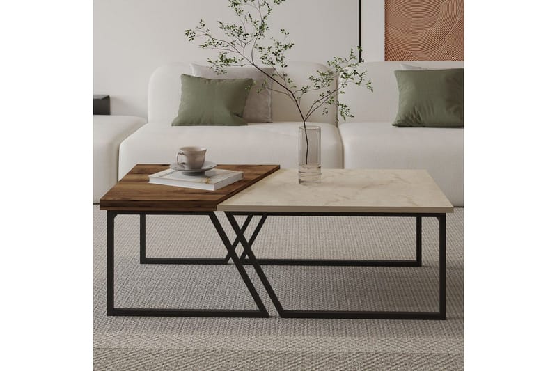 Bulskoll Stuebord 120 cm - Travertin/Valnøtt - Møbler - Bord - Sofabord