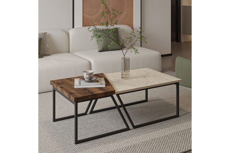 Bulskoll Stuebord 120 cm - Travertin/Valnøtt - Møbler - Bord - Sofabord