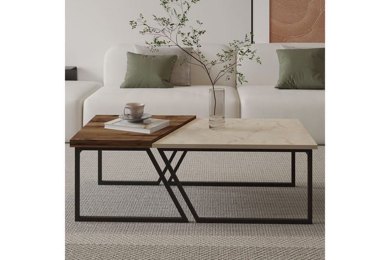 Bulskoll Stuebord 120 cm - Travertin/Valnøtt - Møbler - Bord - Sofabord