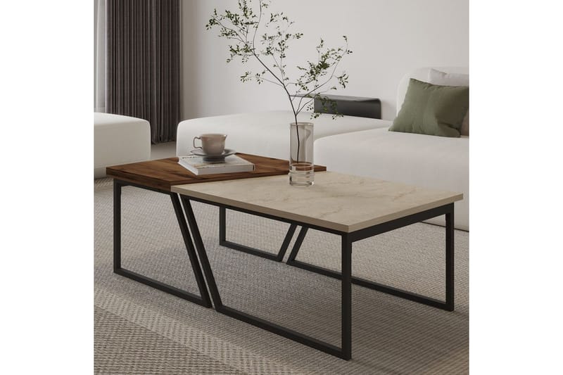 Bulskoll Stuebord 120 cm - Travertin/Valnøtt - Møbler - Bord - Sofabord