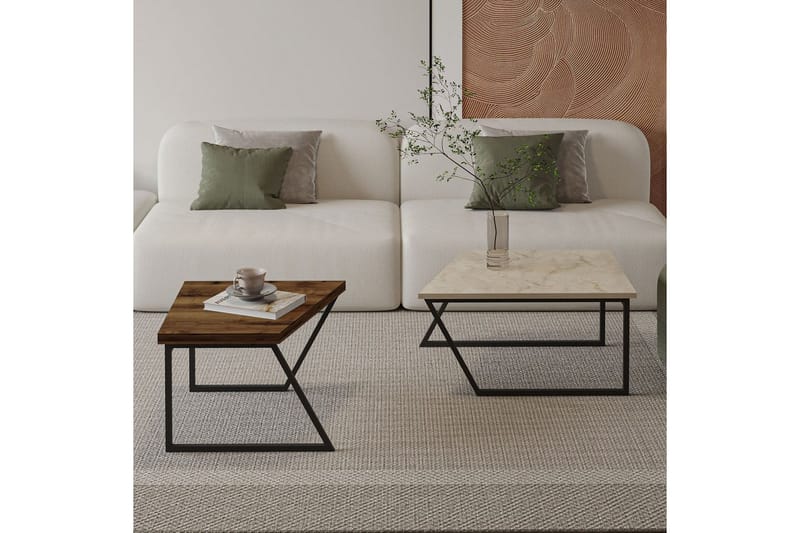 Bulskoll Stuebord 120 cm - Travertin/Valnøtt - Møbler - Bord - Sofabord