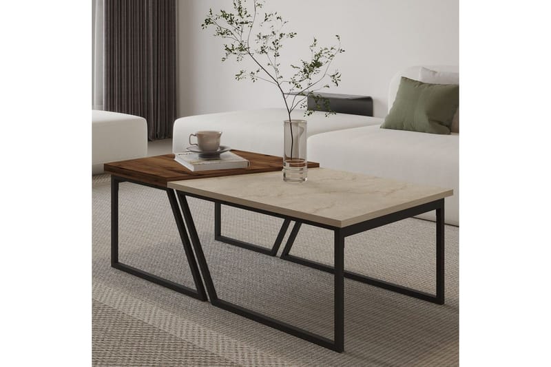 Bulskoll Stuebord 120 cm - Travertin/Valnøtt - Møbler - Bord - Sofabord