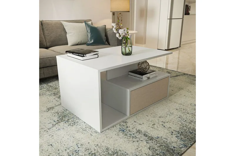 Bulvari Stuebord 90 cm - Beige/Hvit - Møbler - Bord - Sofabord