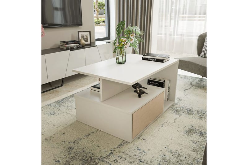 Bulvari Stuebord 90 cm - Beige/Hvit - Møbler - Bord - Sofabord