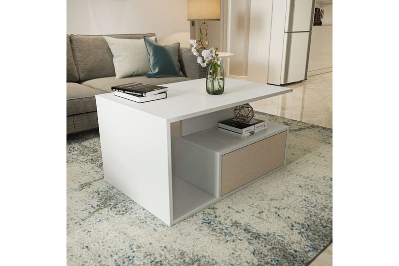 Bulvari Stuebord 90 cm - Beige/Hvit - Møbler - Bord - Sofabord