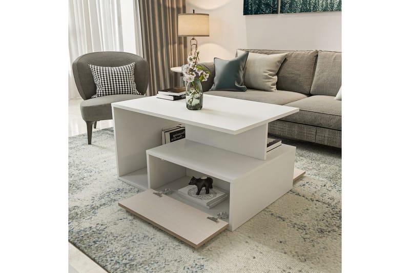 Bulvari Stuebord 90 cm - Beige/Hvit - Møbler - Bord - Sofabord