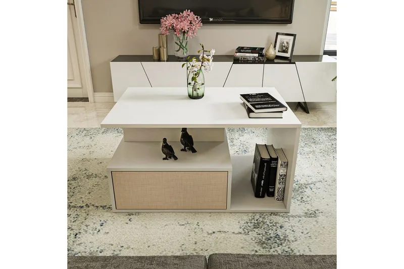 Bulvari Stuebord 90 cm - Beige/Hvit - Møbler - Bord - Sofabord