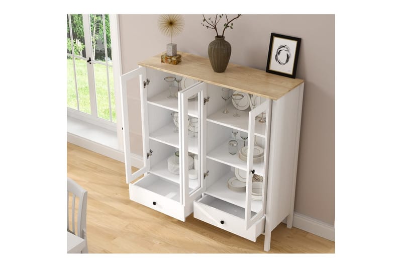 Cadrel Bokhylle 130 cm - Natur/Hvit - Oppbevaring - Hyller - Bokhylle