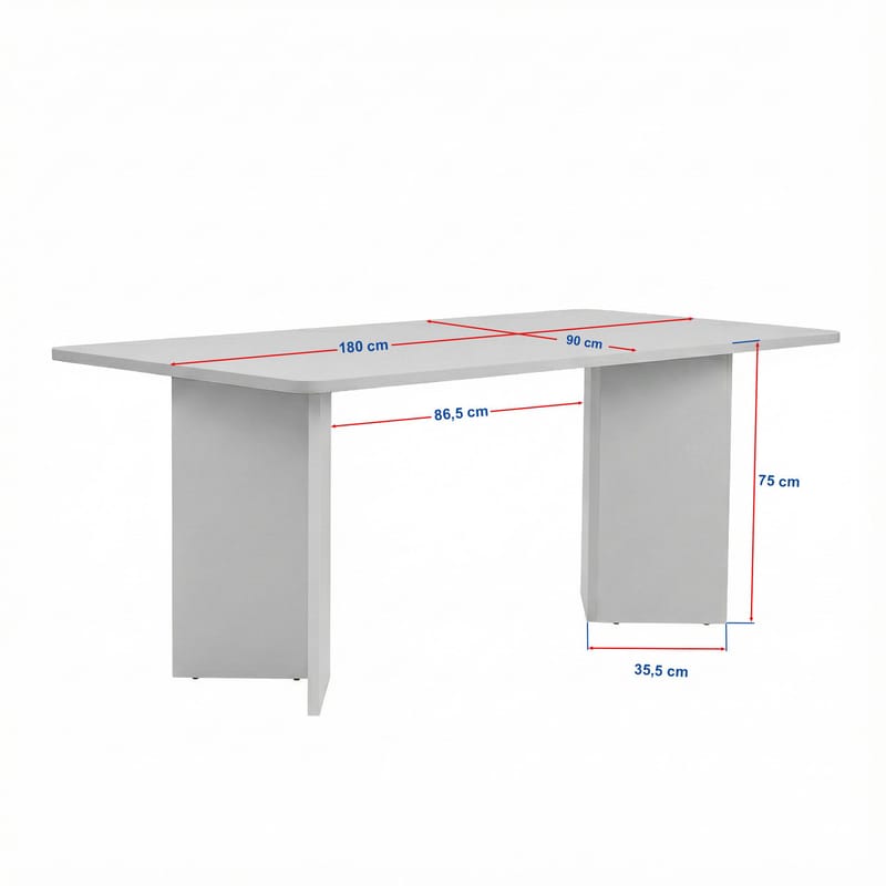 Cadron spisebord 180 cm rektangulært - Tre Hvit - Møbler - Bord - Spisebord & kjøkkenbord