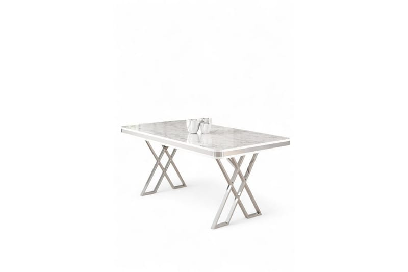 Calchera Spisebord 130 cm Rektangulær - Hvit Marmor/Krom - Møbler - Bord - Spisebord & kjøkkenbord