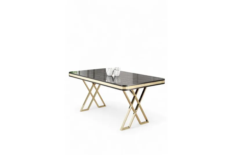 Calchera Spisebord 130 cm Rektangulær - Sort Marmor/Gull - Møbler - Bord - Spisebord & kjøkkenbord