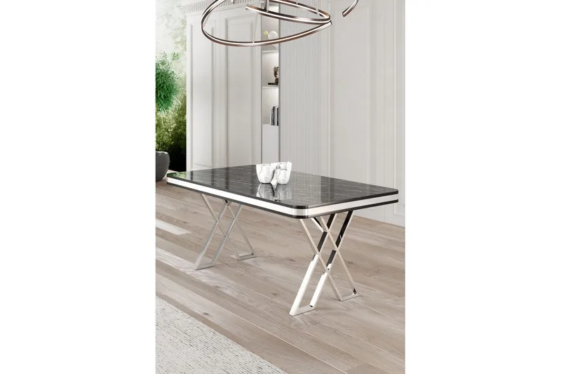 Calchera Spisebord 130 cm Rektangulær - Sort Marmor/Krom - Møbler - Bord - Spisebord & kjøkkenbord