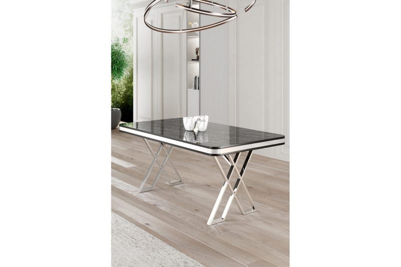Calchera Spisebord 130 cm Rektangulær - Sort Marmor/Krom - Møbler - Bord - Spisebord & kjøkkenbord