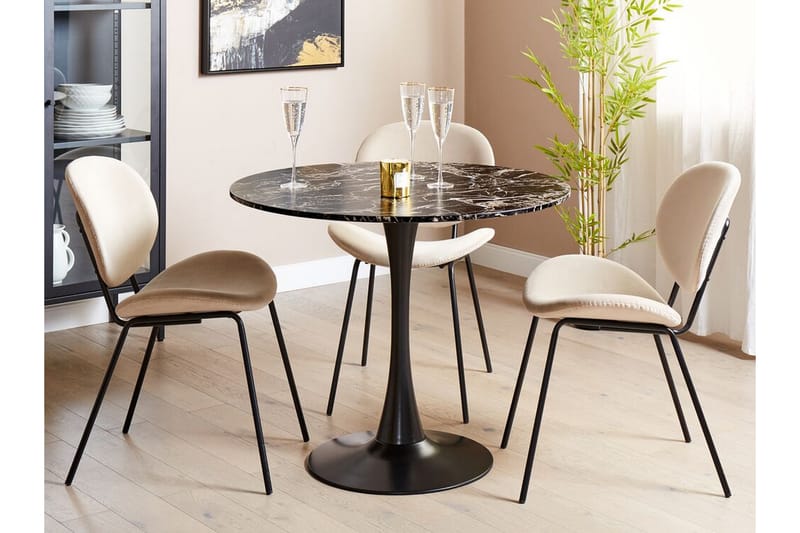 Calmar Spisebord 90x74 cm Rundt - Svart/Gull - Møbler - Bord - Spisebord & kjøkkenbord