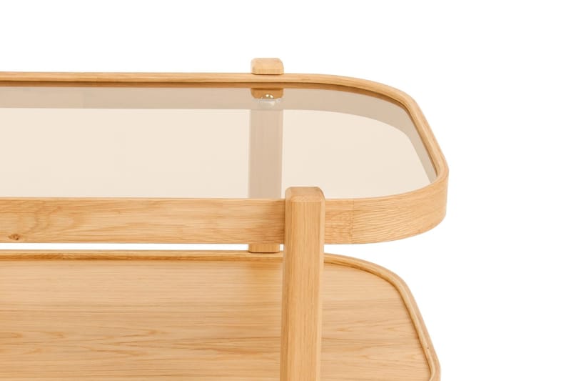 Calnor Rektangulært Sofabord med Hyller 50 cm med Trerammer - Brunt Røykglass - Møbler - Bord - Sofabord
