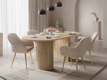 Calvion Ovalt Spisebord 185 cm i Tre med Eketrelook - Brun - Møbler - Bord - Spisebord & kjøkkenbord