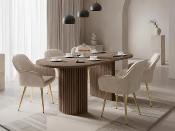Calvion Ovalt Spisebord 185 cm i Tre med Valnøttutseende - Brun - Møbler - Bord - Spisebord & kjøkkenbord