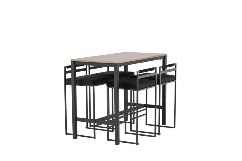 Camden Barbord 60x120 cm med 4 Opelika Stoler - Sort - Møbler - Bord - Barbord & ståbord