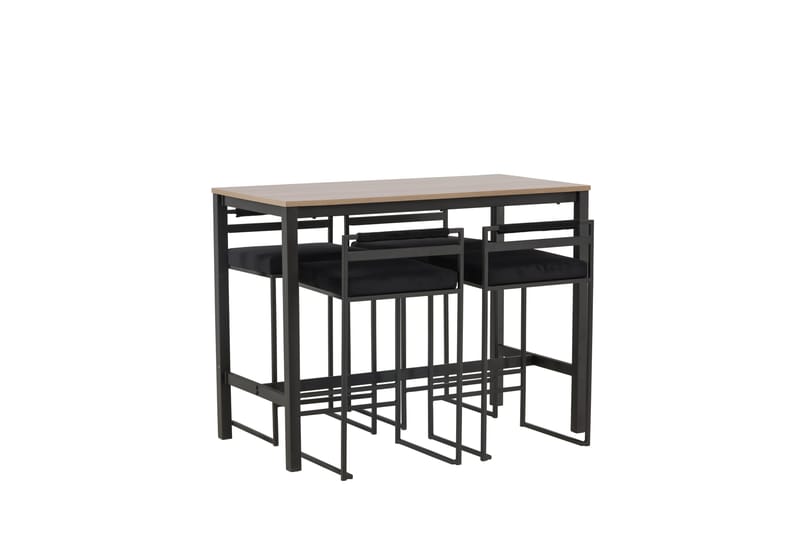 Camden Barbord 60x120 cm med 4 Opelika Stoler - Sort - Møbler - Bord - Barbord & ståbord