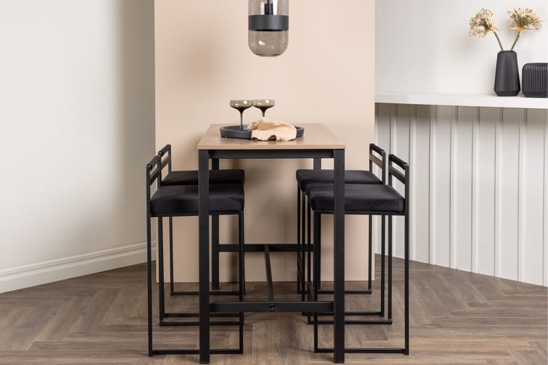 Camden Barbord 60x120 cm med 4 Opelika Stoler - Sort - Møbler - Bord - Barbord & ståbord