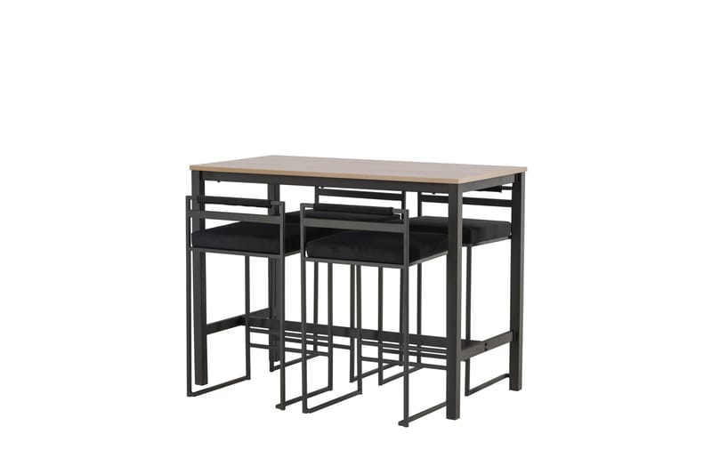 Camden Barbord 60x120 cm med 4 Opelika Stoler - Sort - Møbler - Bord - Barbord & ståbord