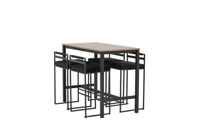 Camden Barbord 60x120 cm med 4 Opelika Stoler - Sort - Møbler - Bord - Barbord & ståbord
