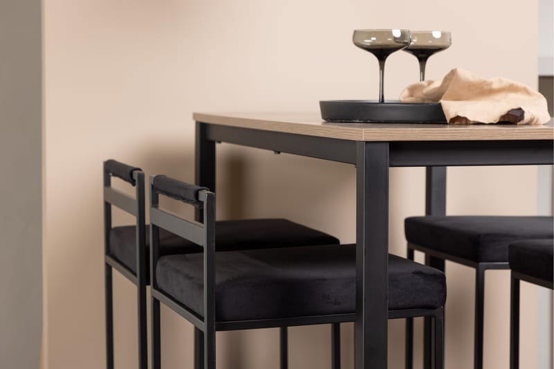 Camden Barbord 60x120 cm med 4 Opelika Stoler - Sort - Møbler - Bord - Barbord & ståbord