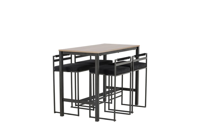 Camden Barbord 60x120 cm med 4 Opelika Stoler - Sort - Møbler - Bord - Barbord & ståbord