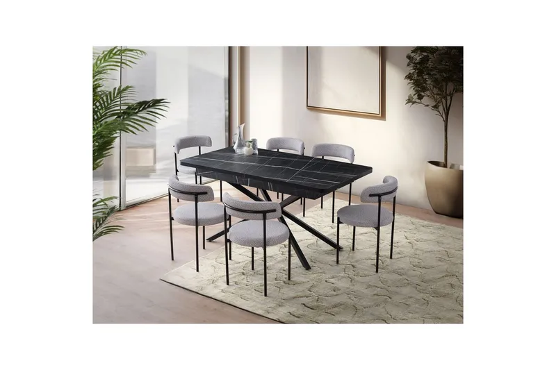 Cassel Spisebord 160 cm Rektangulær - Sort/Hvit - Møbler - Bord - Spisebord & kjøkkenbord